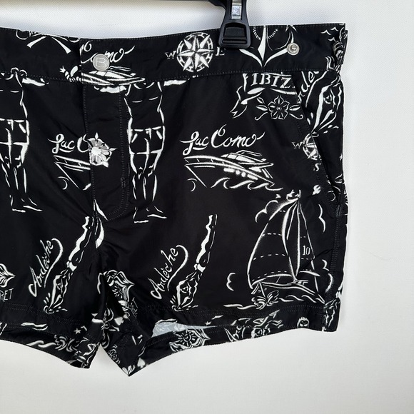 Robinson Les Bains French Lined Swim Trunks Black Size XXL 36"‎ x 2" - Picture 2 of 8